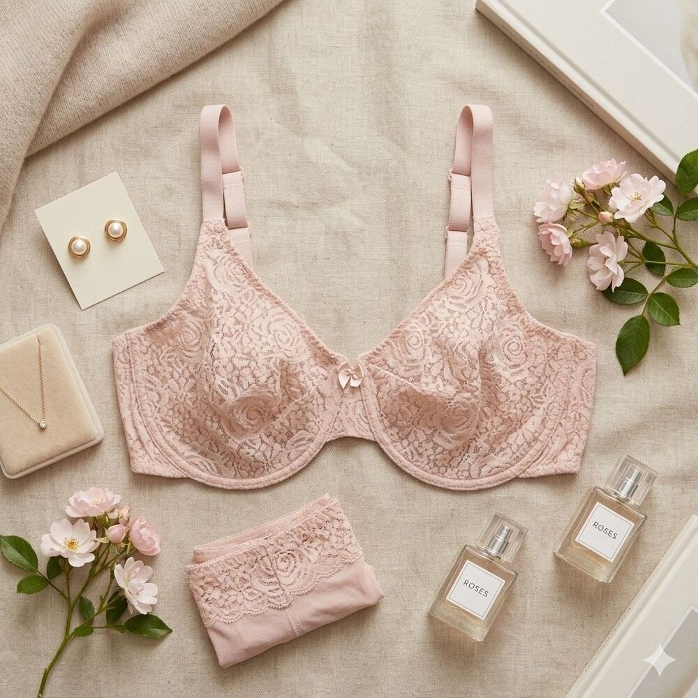 Wacoal‎ 40D Nude Lace Underwire Bra Full Coverage Beige